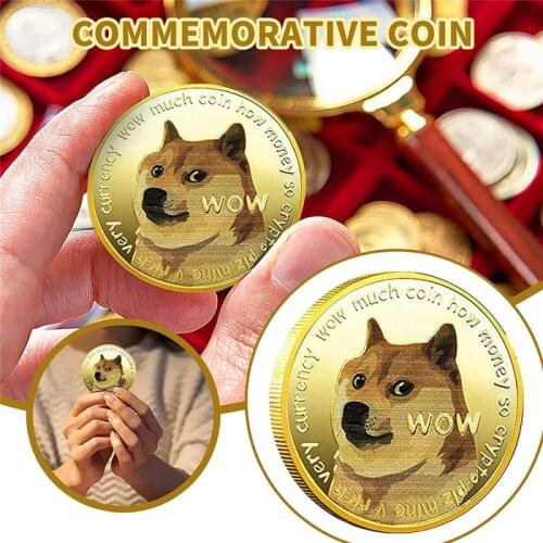 Gold/Silver Plated Dogecoin Commemorative Coins Collection Gifts Dog Pattern Souvenir Home Decoration Crafts Desktop Ornaments