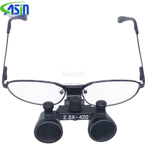 2.5x420mm Dental Loupes Surgical Binocular Loupe Magnifier Head Light black loupes aluminum frame high quality