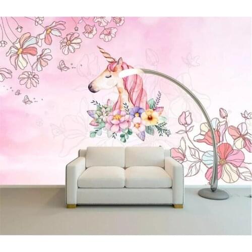 3d room wallpaper custom photo Pink girl dreaming unicorn background wall Home decoration 3d wall murals wallpaper for walls 3 d