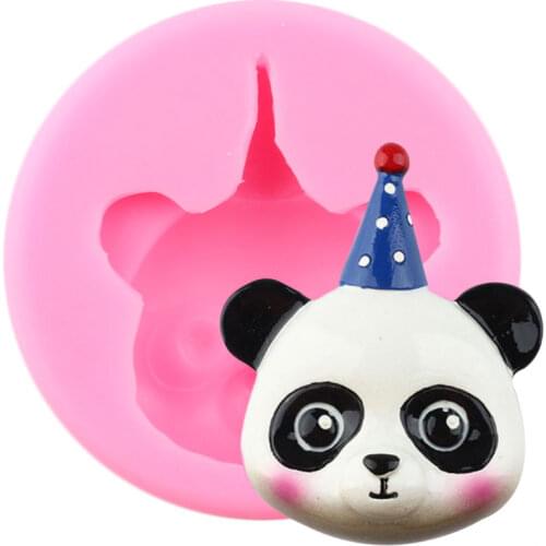 3D Cute Panda Head Silicone Mold Chocolate Gumpaste Moulds Baby Birthday Resin Clay Candy Molds Fondant Cake Decorating Tools