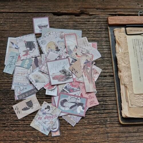 43pcs/pack Vintage Junkjournal edo period style retro Decoration Material No gum Stationery Sticker DIY Manual Journal