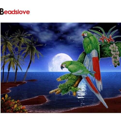 5D Diamond Embroidery Landscape Parrot Sea Diamond Mosaic Painting Beadwork Diamond Pattern Kits For Embroidery Picture