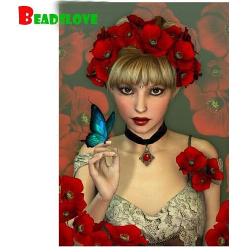 Red Woman Diamond mosaic full square Round Drill Full Display Diamond embroidery cross stitch diamond painting Sale,home Art,B91