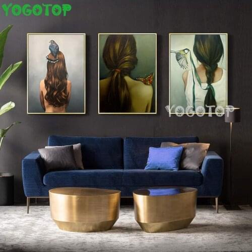 Diy diamond painting 5D Full puzzle mosaic diamond embroidery 3 Piece Wall Art Flowers Bird Feathers Woman Abstract ML1414