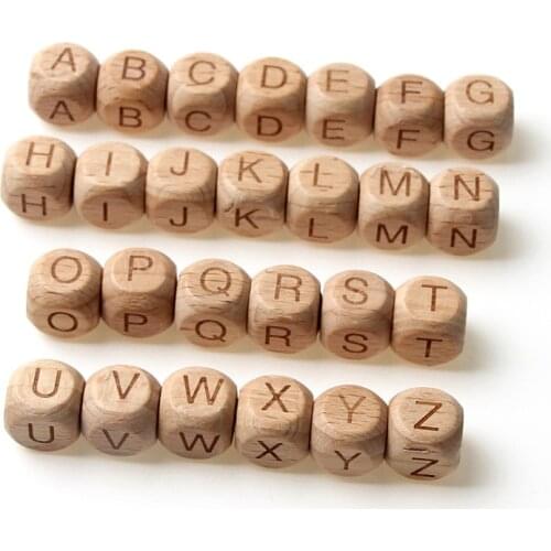 10pcs/lot 10mm 12mm Natural Letter Wood Beads Square Beech Alphabet Loose Spacer Beads For Jewelry Making Diy Necklace Bracelet