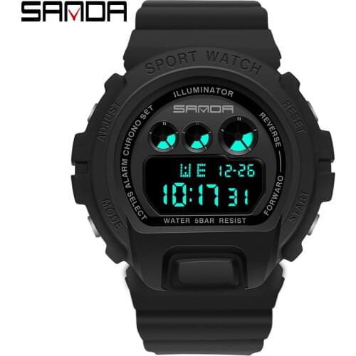 SANDA Men Military Sports Watches Fashion S-SHOCK Boy Girl Waterproof Watches Mens Ms LED Digital Watches Relogio Masculino