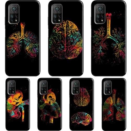 Human Heart Brain Lungs For Xiaomi Mi 11 Ultra Note 10 Lite Mi 9T 10T Pro A3 Coque For POCO X3 Pro M3 F1 F3 Case