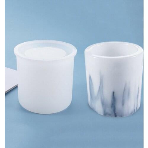 Cylinder Pen Brush Pot Holder Mold Silicone Candle DIY Resin Casting Mould DIY Pen Container Organizer Round Storage Holder
