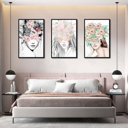 Living Room Decorative Painting Nordic Style Artistic Beauty Color Head Portrait Simple Frameless Painting Hanging Picture
