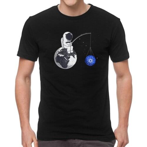 Cryptocurrency Talk Cardano To The Moon T Shirt Men Cotton Print T-shirt Graphic Tshirt Short Sleeve ADA Space Astronaut Tee Top