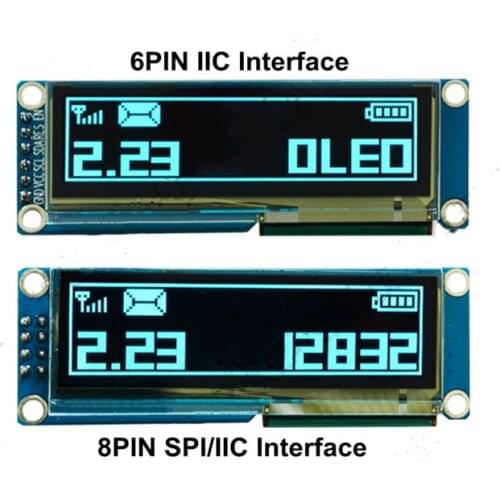 2.23 inch 31P/8P/6P/10P Blue PM OLED Screen (Board/No Board) SSD1305 Drive IC 128*32 SPI/IIC/Parallel Interface
