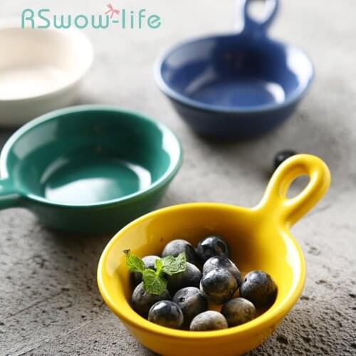 Creative Single-handle Ceramic Dish Restaurant Japanese Candy Snack Dishes Sauce Dish Trinket Dishes For Kitchen Supplies