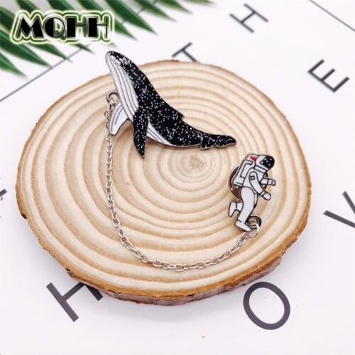 Creative Cartoon Whale Astronaut Shark Brooch Animal Pendant Alloy Enamel Pins Badge Bag Collar Pins Jewelry Gifts For Friends