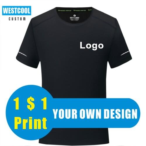 WESTCOOL Summer Quick-Drying Breathable Sports Simple T-Shirt Custom Logo Personal Short-Sleeved Shirt Custom Clothing Logo