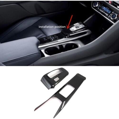 LHD! Car Accessories for Hyundai Sonata 2020 2021 ABS Carbon Fiber Printed Interior Gear Shift Panel Cover Trim 2pcs