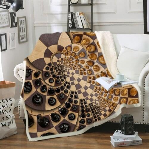 Hot Sale Chess 3D Printed Fleece Blanket for Beds Thick Quilt Fashion Bedspread Sherpa Throw Blanket Adults Kids