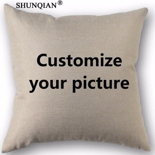 Linen Cotton Pillow Cover Custom Print Your Pattern Home Wedding Decorative Square Zipper Pillows Cases 45x45cm One Side