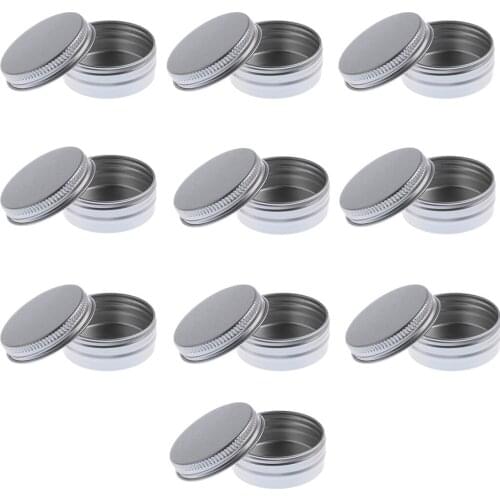 Lots of 10 Pieces 15g Empty Round Aluminum Tin Storage Jar Cosmetics Cream Containers with Screw Top Lids