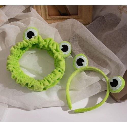 Cute Big-eyed Frog Head Wide-brimmed Soft Headband Interesting Naughty Elastic Headband Kawaii Girl Headband