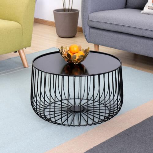 Minimalist Modern Design Pumpkin Black Round iron small Tea Table Living Room Furniture metal Coffee end table