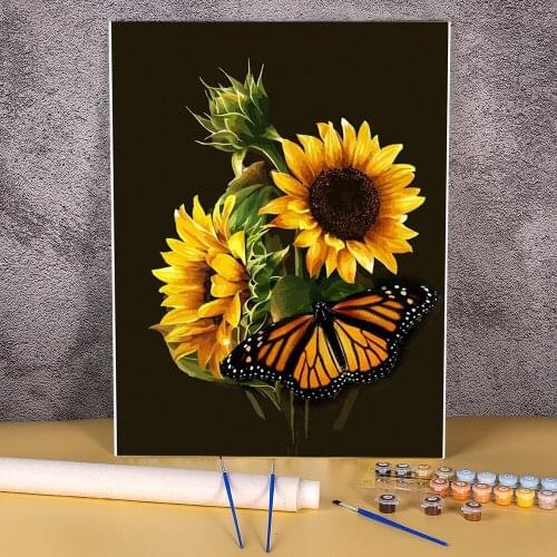 Flower Sunflower Painting By Numbers Complete Kit Oil Paints 40*50 Canvas Painting Decorative Paintings Adults Handiwork