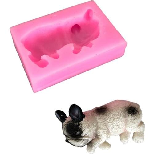 New Lovely Small Bulldog Silicone Cake Mold 3D Dog Shaped DIY Chocolate Sugarcraft Cake Mold Multi Soft Pottery Clay Mould Tool