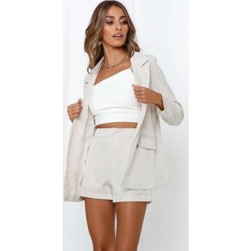 2021 spring new European and American style fashion ladies pure color simple small suit