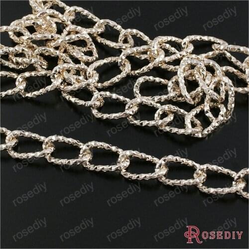 Wholesale Width 9.5mm Champagne Gold color Plated Aluminum Twisted Extension Chains Diy Jewelry Findings 5 Meter(JM7761)