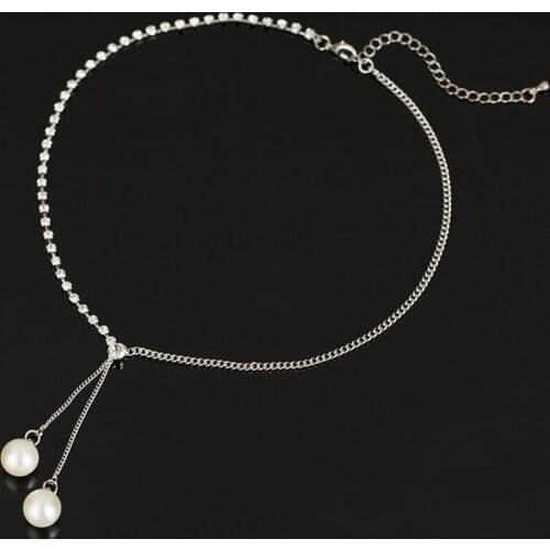 YFJEWE Austrian Crystal Pearl Necklace For Women Luxury Elegant pearl Pendant Necklace sliver Plated Chain Necklace #N098