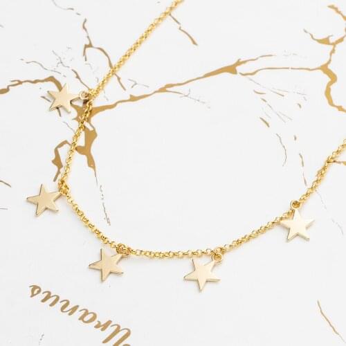 2020 New Fashion Romantic Lovely Golden Moon Star Pendant Statement Necklaces For Women Wedding Jewelry Accessories Neck Charm