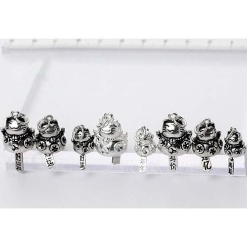 925 Sterling Silver Fortune Cat Design Bell Charms Multi Size Craft Fashion Good Luck Pendants For DIY Jewelry Making Materials