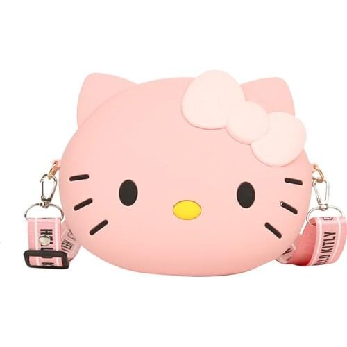 Sanrio Hello Kitty coin purse 2021 new cartoon silicone childrens bag mobile phone bag shoulder messenger girl shopping bag