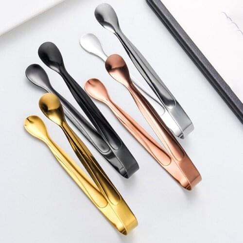 Stainless Steel Ice Tongs Gold Sugar Ice Cube Tongs Mini Metal Kitchen Food Serving Tongs Clip Tea Party Bar Kitchen Accessories