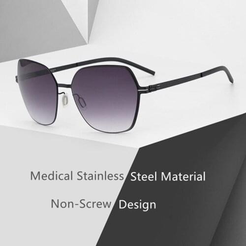 2021 Brand Designer German Sunglasses Men Polarized Non-Screw Medical Stainless Steel Sun Glasses Frames Super Light Eyewear SAW