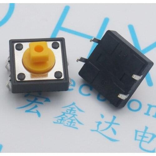 180pcs Tact Switch 12*12*7.3MM 4 feet yellow/black Square head touch switch button switch micro vertical legs