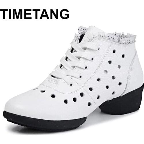TIMETANG Profession Dancing Shoes Big Skin Lace Genuine Leather Modern Dance Square Dance Shoes Modern Dance Damping Breathable