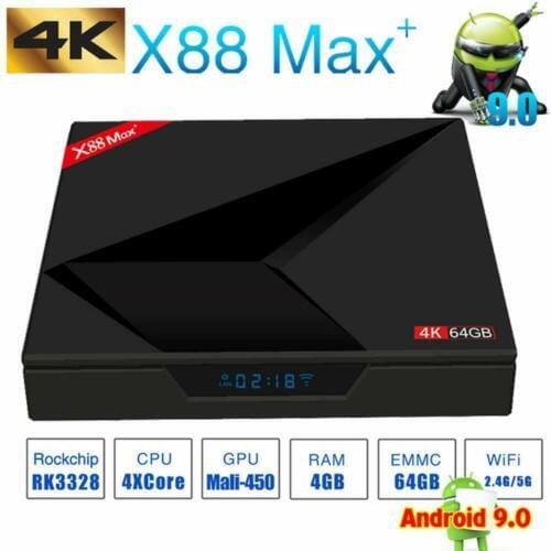 X88 MAX Smart TV Box 4G/64G Dual Wifi Transpeed Android 9.0 RK3328 Quad-Core Set Top Box Media Player TV Receiver