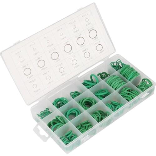 279Pcs Green O-Ring Assortment Kit Washer Gasket Sealing O Rings 18 Different Sizes with Plastic Box NBR Rubber Seal Rings
