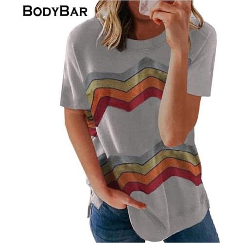 Ladies Streetwear Loose Striped All-match T-shirt Casual Round Neck Short-sleeve T Shirt Female Summer Oversize Women Cothes 5XL