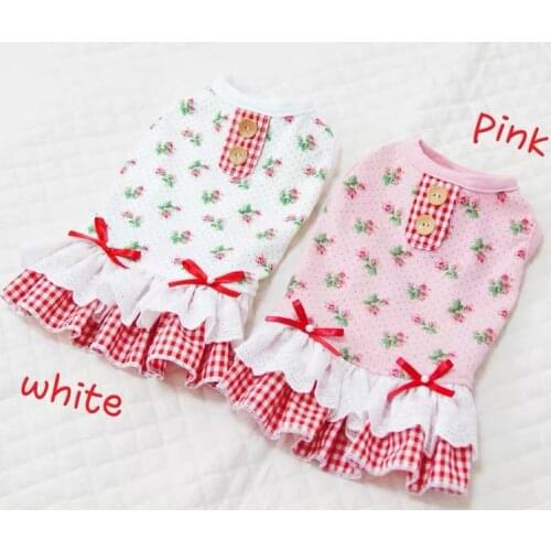 Girl Dog Clothes Cat Pet Princess Dress Wedding Dress Small Roses Pet Dog Skirt for Puppy Dogs Puppy Dress Girl