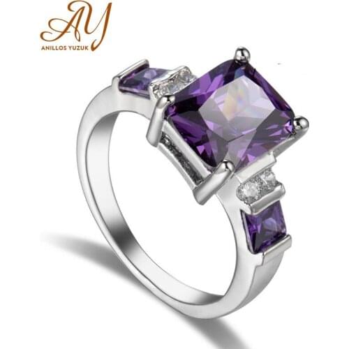 Anillos Yuzuk Gorgeous 925 Sterling Silver Rectangle Topaz Engagement Rings For Women Mystic Cutting Bridals Wedding Rings