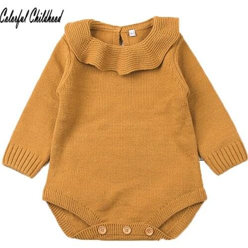 Winter Baby Rompers cotton knited long sleeve Jumpsuit For Kids Ruffles Boy/Girls Pajamas toddler baby Cosplay clothes 0-24m
