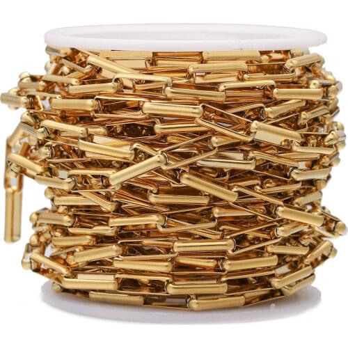 1 Meter 5*14mm Width Stainless SteelFilled Gold Box Chains DIY Findings Long Oval Link Chain for Jewelry Making Supplies Crafts