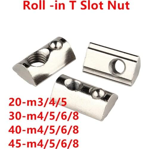 M3 M4 M5 M6 M8 T Nuts Half Round Elasticity Spring Nut for Aluminum Profiles Extrusion Fasten Nut in 2020 3030 4040 4545 Series