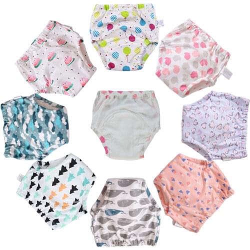 10 Pcs Cotton Reusable Washable Baby Training Pants Kids Underwear Cloth Diaper Nappies Infant Waterproof Potty Training Panties