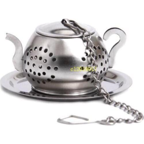 100pc Teapot Pot Shape Stainless Steel Leaf Tea Infuser Filter Strainer Ball Spoon free shipping