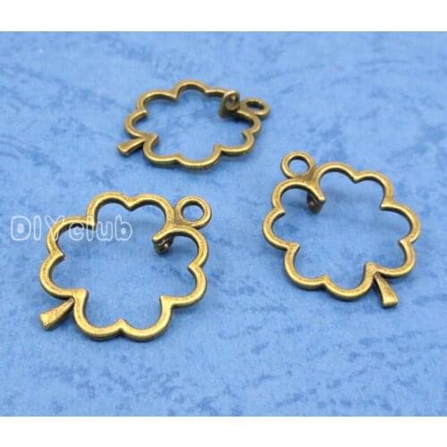 120pcs-Antique Bronze Tone Flower Charm Pendant 24x18mm