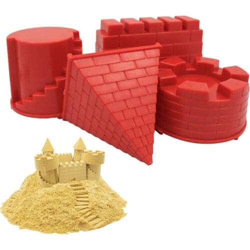4PCs/set Castle Model Play Sand Outdoor Toys Kids Children Summer Seaside Beach Toys Baby Soft Rubber Dune Sand Mold Tools Sets