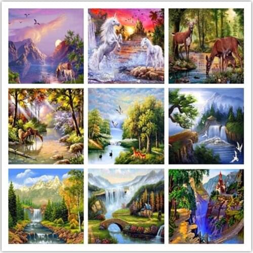 TOUOILP Full Square Diamonds Painting Landscape Pictures Of Rhinestones Diamond Mosaic Mountain Diamond Embroidery Cross Stitch