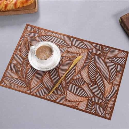 Anti-slip PVC Dining Table Heat Insulation Mat Tableware Placemat Leaves Pad